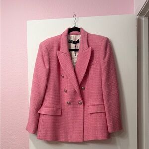 Zara Pink Textured Women's Blazer